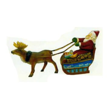 kleiner Weihnachtsmann im Schlitten mit Rentier verkleinert