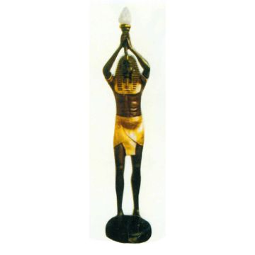 braun goldener Ägypter als Fackelträger mit Lampe lebensgroß