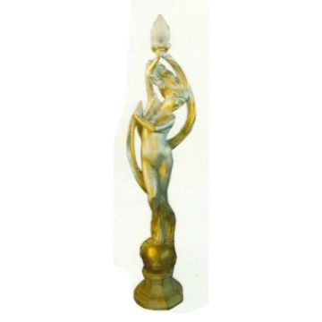 antike Frauenstatue gold silber mit Lampe verkleinert