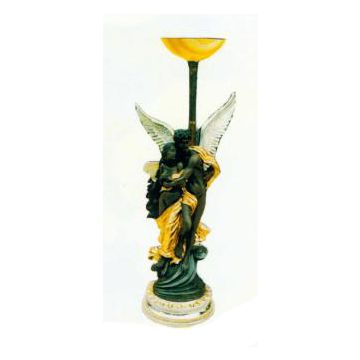 antike Stehlampe mit hübscher Plastik verkleinert