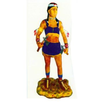 lebensgroße Indianerin mit Kriegsbeilen lebensgroß