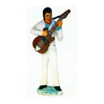 Elvis in weiß spielt Gitarre klein verkleinert
