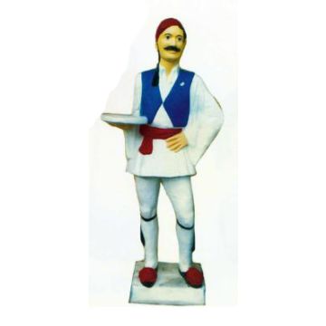 griechischer Kellner mit Tablett lebensgroß