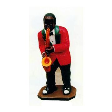 dunkelhäutiger Saxophonist Jazz mittel verkleinert