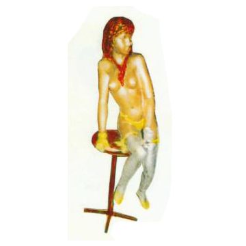Stripperin auf Barhocker sitzend klein verkleinert