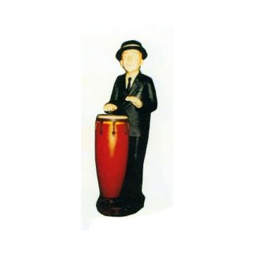 schlanker Musiker mit Bongo Trommel verkleinert