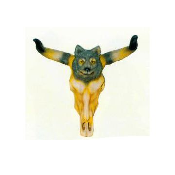 Büffelschädel mit Wolfskopf lebensgroß