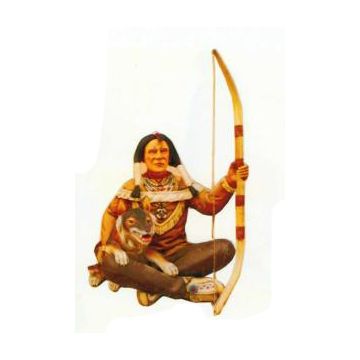 sitzender Indianer mit Wolf und Bogen Variante 2 verkleinert