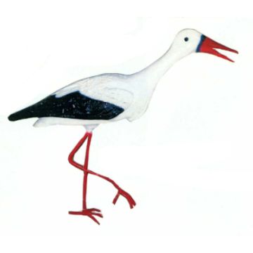 kleiner Storch mit offenem Mund lebensgroß