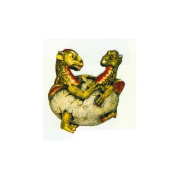 Doppelkopfdrachen schlüpfend aus Ei verkleinert