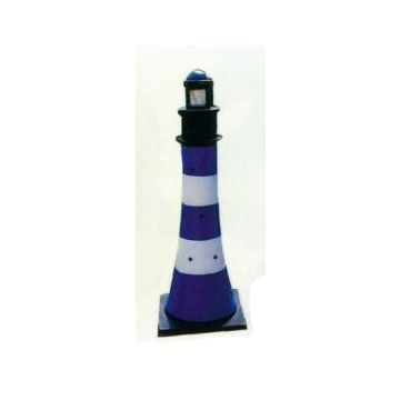 Leuchtturm klein blau weiß gestreift verkleinert