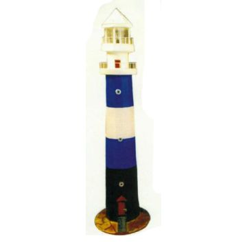 großer blau weißer Leuchtturm verkleinert