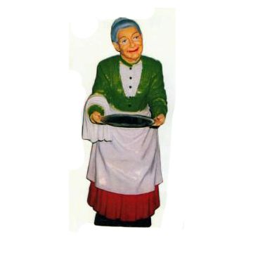 Oma als Kellnerin mit Tablett klein verkleinert