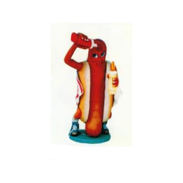 kleines Hotdog mit Senf und Ketschup vergrößert