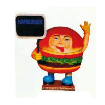 Hamburger mit Schild vergrößert
