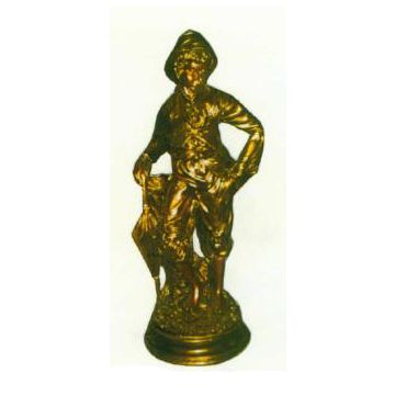 goldener Mann mit Schirm verkleinert