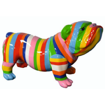 Bulldogge bunt gestreift lebensgroß