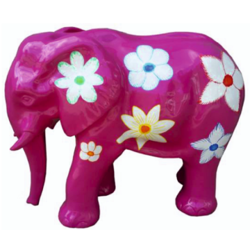 Elefant pink mit Blumen verkleinert