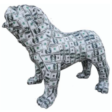 Hund Bulldogge Dollar lebensgroß