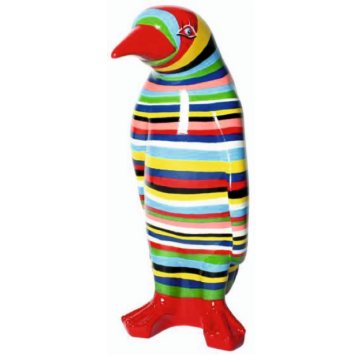 Pinguin bunt gestreift lebensgroß