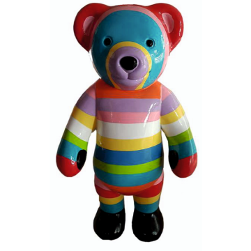 Teddybär bunt gestreift lebensgroß