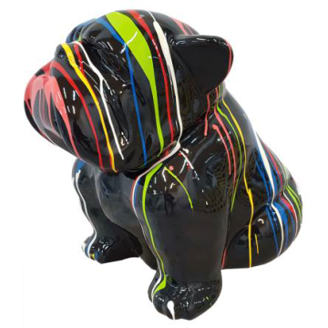 Hund Bulldogge sitzend schwarz mit Farbverlauf lebensgroß
