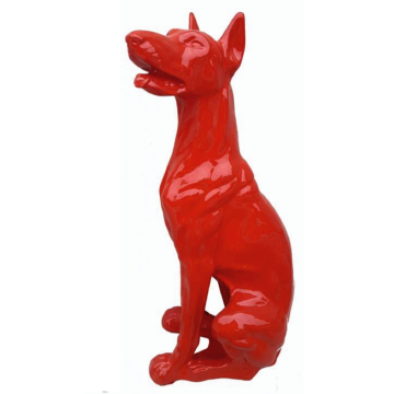 Hund Dobermann sitzend rot  lebensgroß