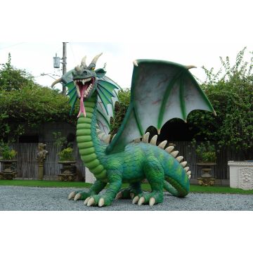 großer grüner Feuerdrache XXL lebensgroß