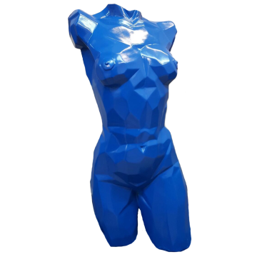 Polygonaler Frauentorso Blau lebensgroß