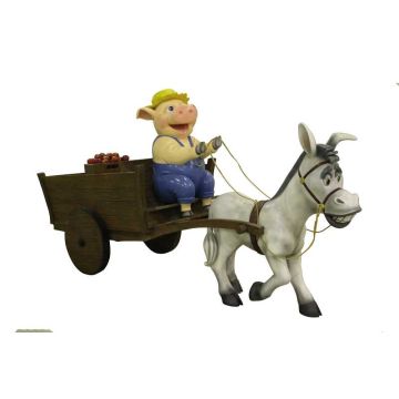 Wagen mit Esel und Schwein lebensgroß
