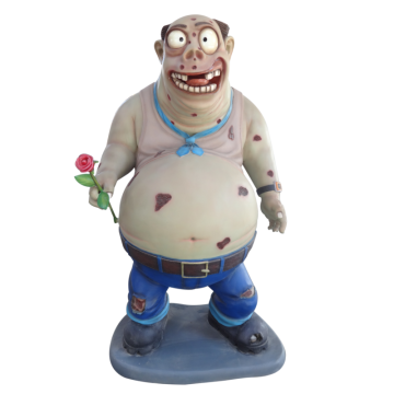 Dicker Zombie mit Rose lebensgroß