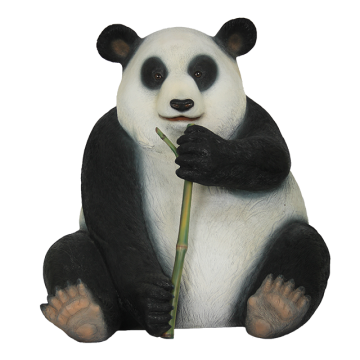 sitzender Pandabär mit Bambus lebensgroß