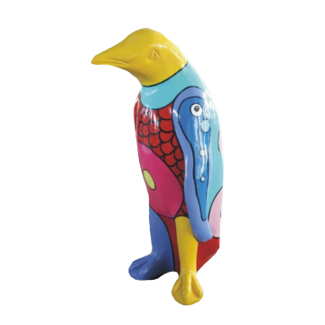 Bunter Pinguin in künstlerischer Bemalung 90cm lebensgroß