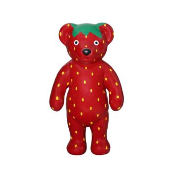 Stehender Teddy im Erdbeerdesign lebensgroß